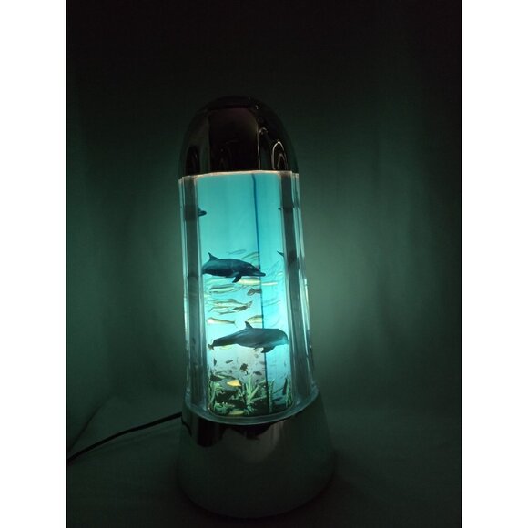 Vintage Dolphin Aquarium Rotating Motion Night Light Lamp - Picture 5 of 17
